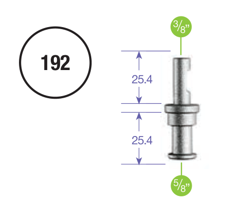 Crtež proizvođača adaptera Manfrotto 192 s promjerima glatkih nastavaka i pojedinačnim kotama