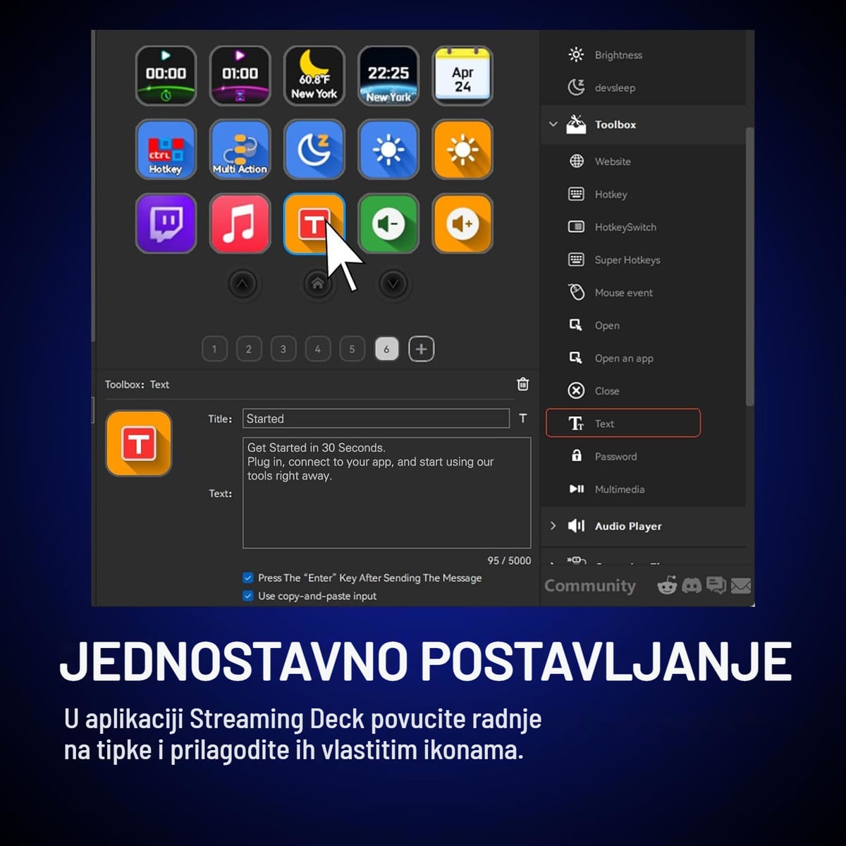 Postavljanje u aplikaciji Streaming Deck