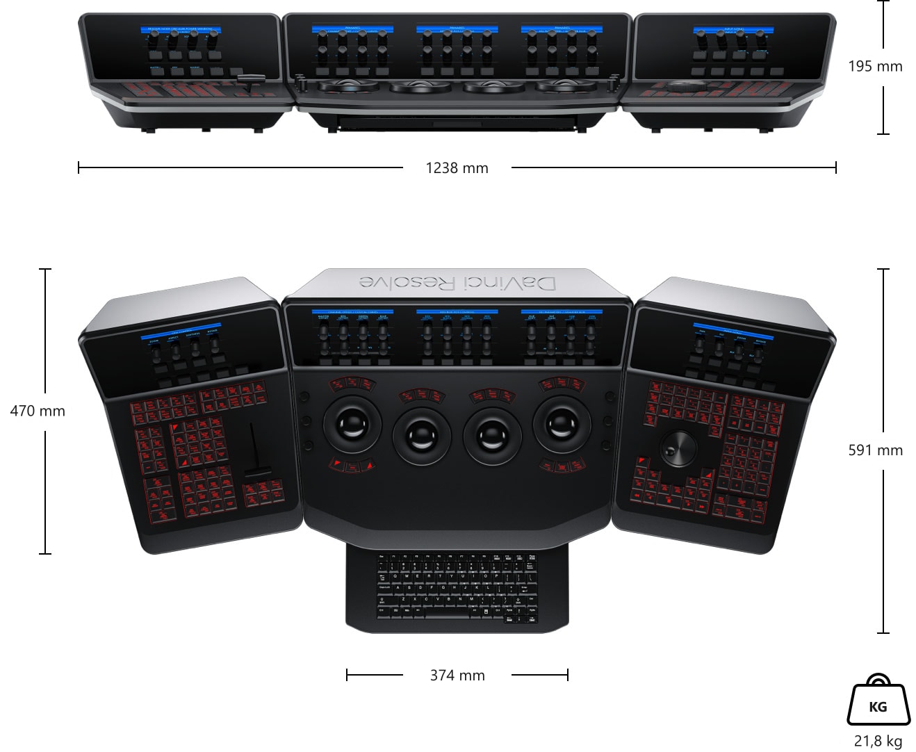 DaVinci Resolve Advanced Panel – Dimenzije i masa