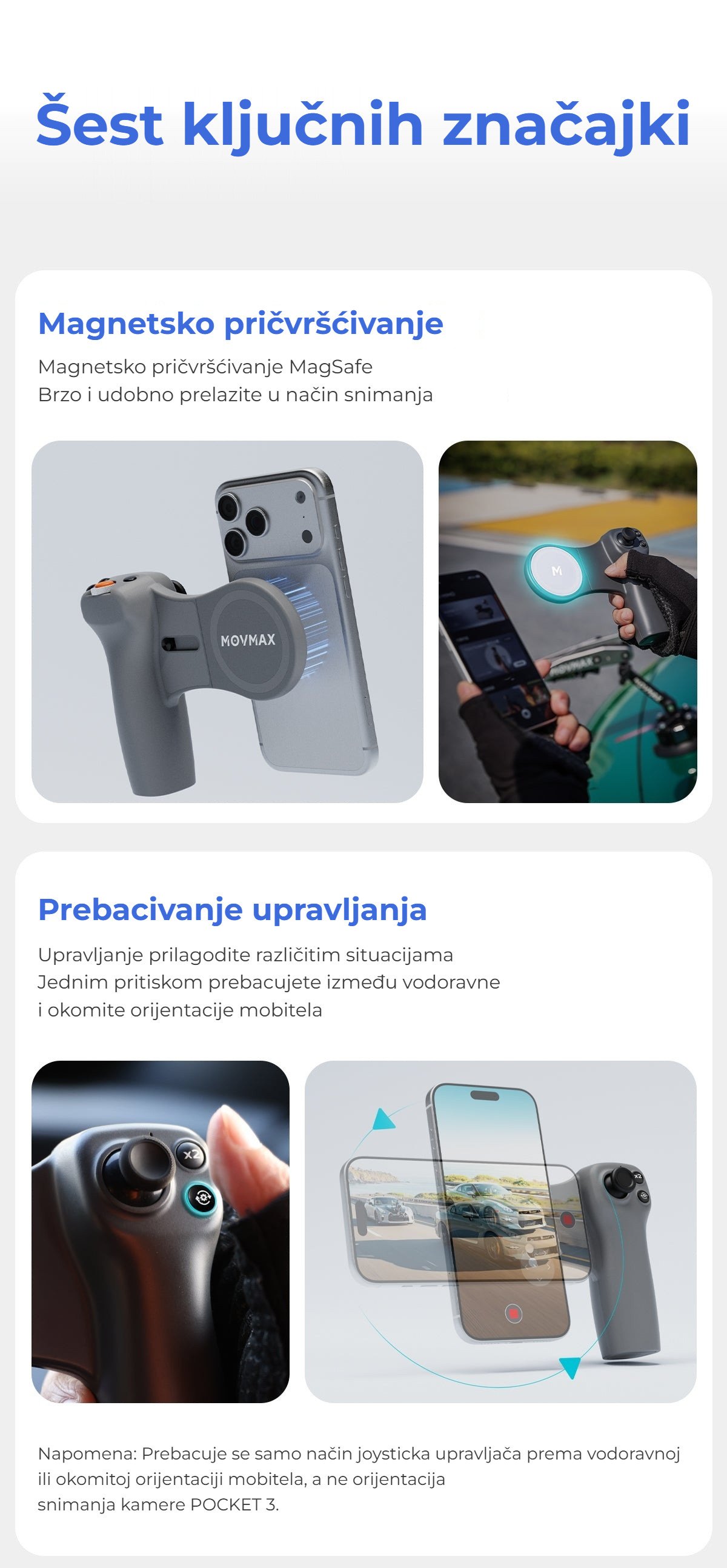 Magnetsko pričvršćivanje i prebacivanje upravljanja