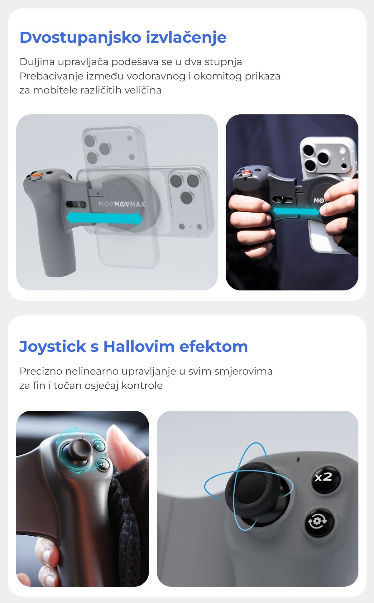 Dvostupanjsko izvlačenje i Hallov joystick