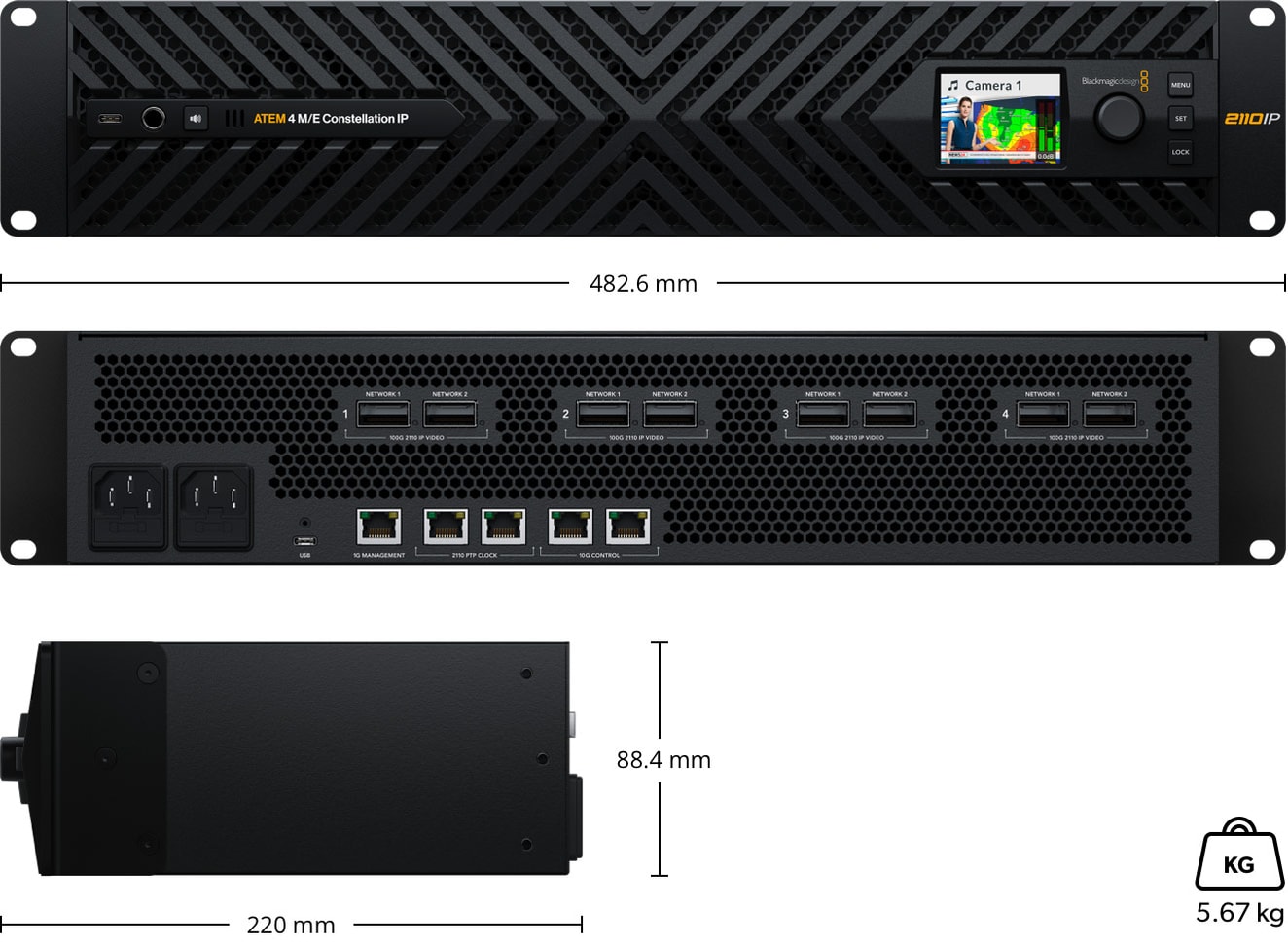 ATEM 4 M/E Constellation IP – Dimenzije i težina