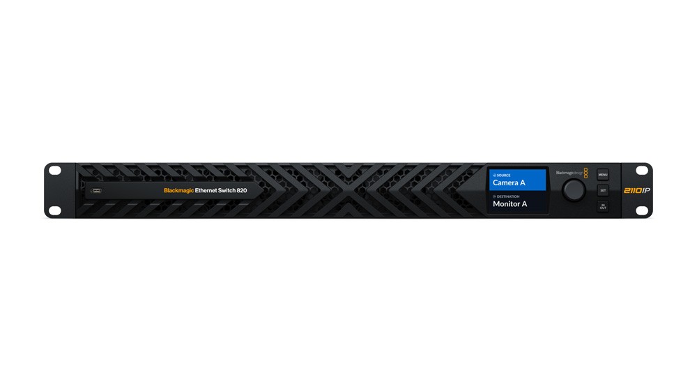 Prednja ploča uređaja Blackmagic Ethernet Switch 820