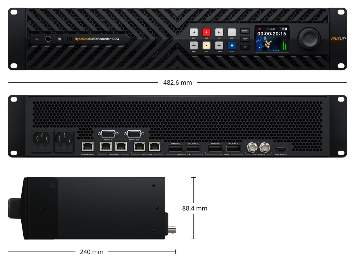 HyperDeck ISO Recorder 100G – Dimenzije i masa