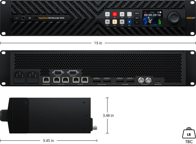Dimenzije HyperDeck ISO Recorder 100G