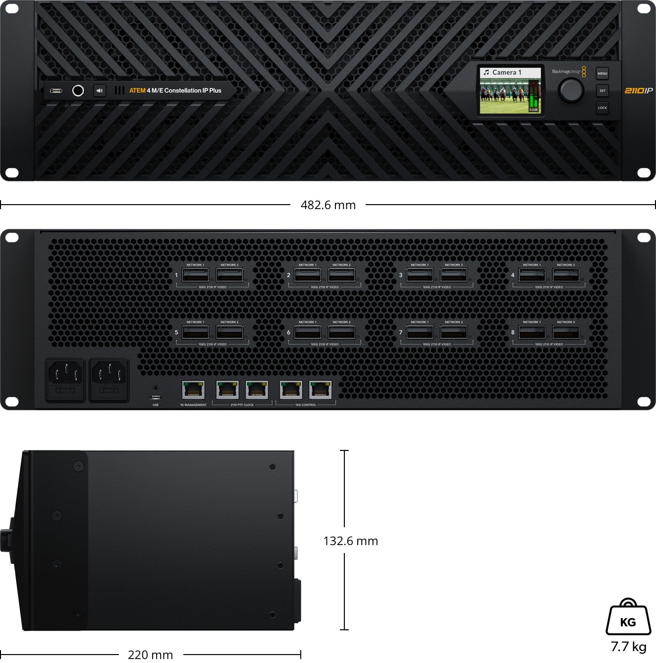 ATEM 4 M/E Constellation IP Plus – Dimenzije i težina