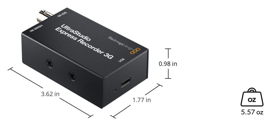 UltraStudio Express Recorder 3G – Dimenzije i masa