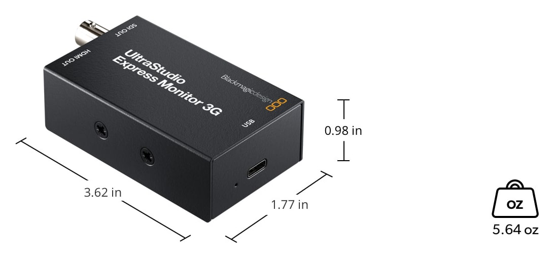 UltraStudio Express Monitor 3G – Dimenzije i masa