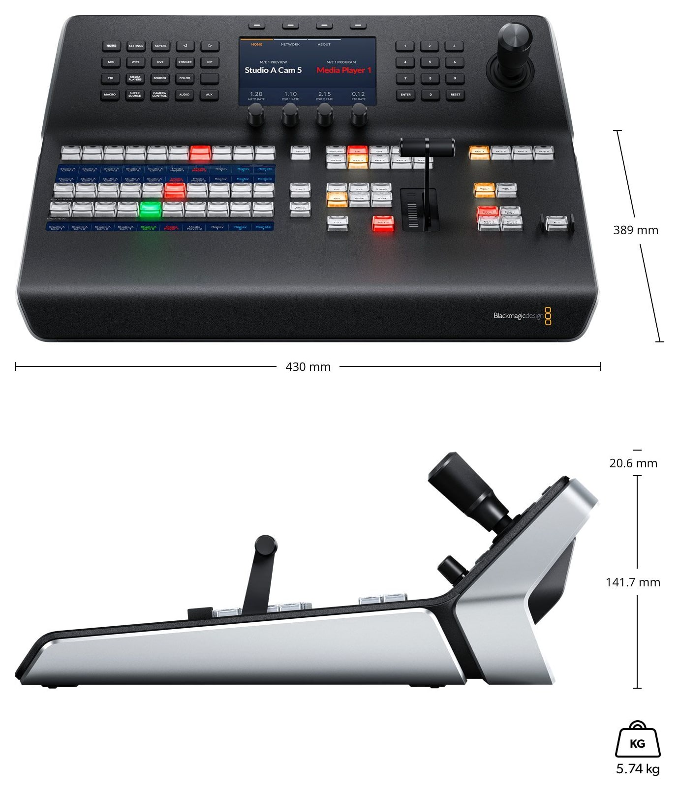 ATEM 1 M/E Advanced Panel 10 – Dimenzije