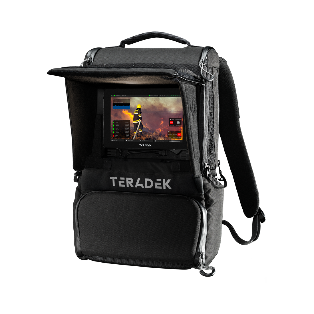 Teradek Prism Jetpack V-Mount s otevřenou sluneční clonou