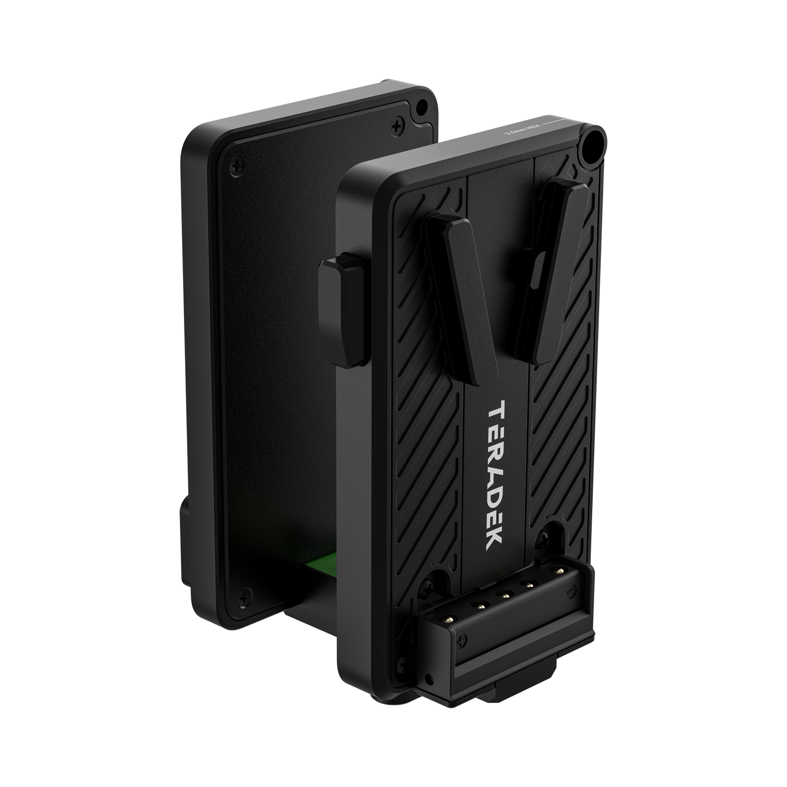 Teradek Bolt 7 Battery Cradle TX V-Mount, prednji tročetvrtinski pogled
