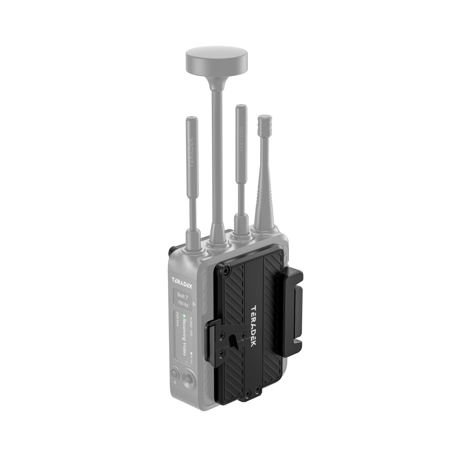 V-Mount battery cradle montiran na prijamnik Teradek Bolt 7