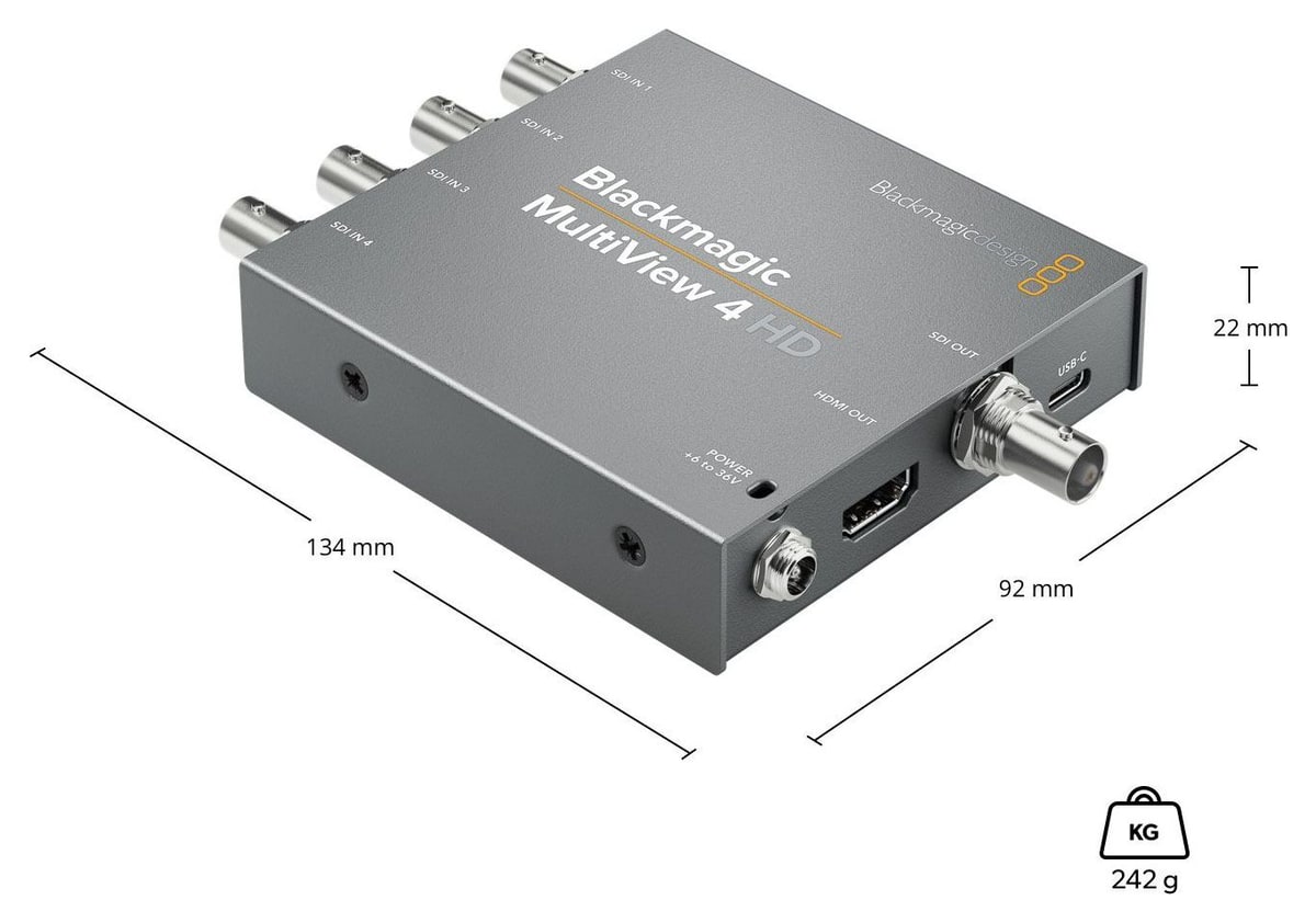 Blackmagic MultiView 4 HD – Dimenzije i masa