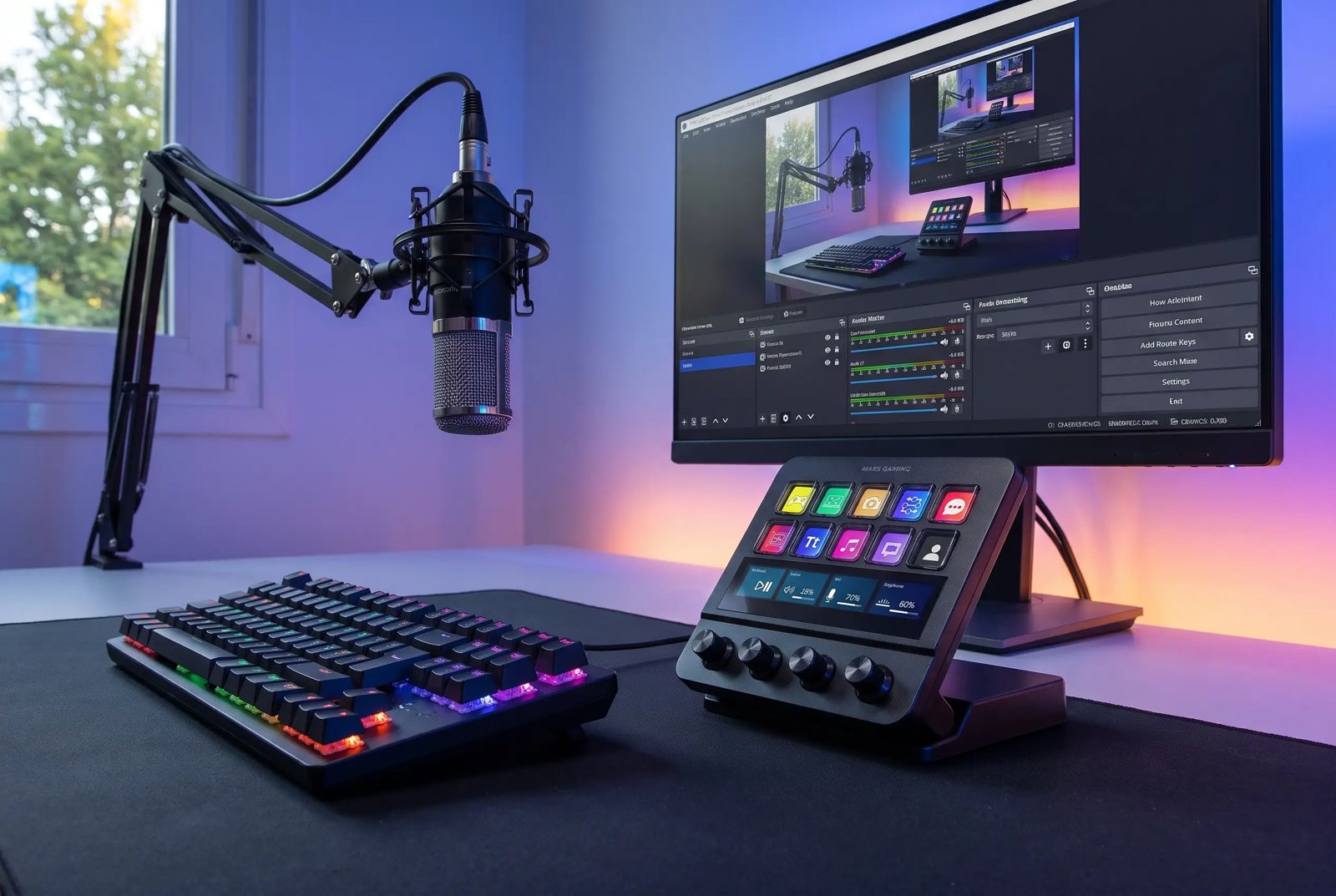 Mars Gaming MSD-PRO na stolu za streaming