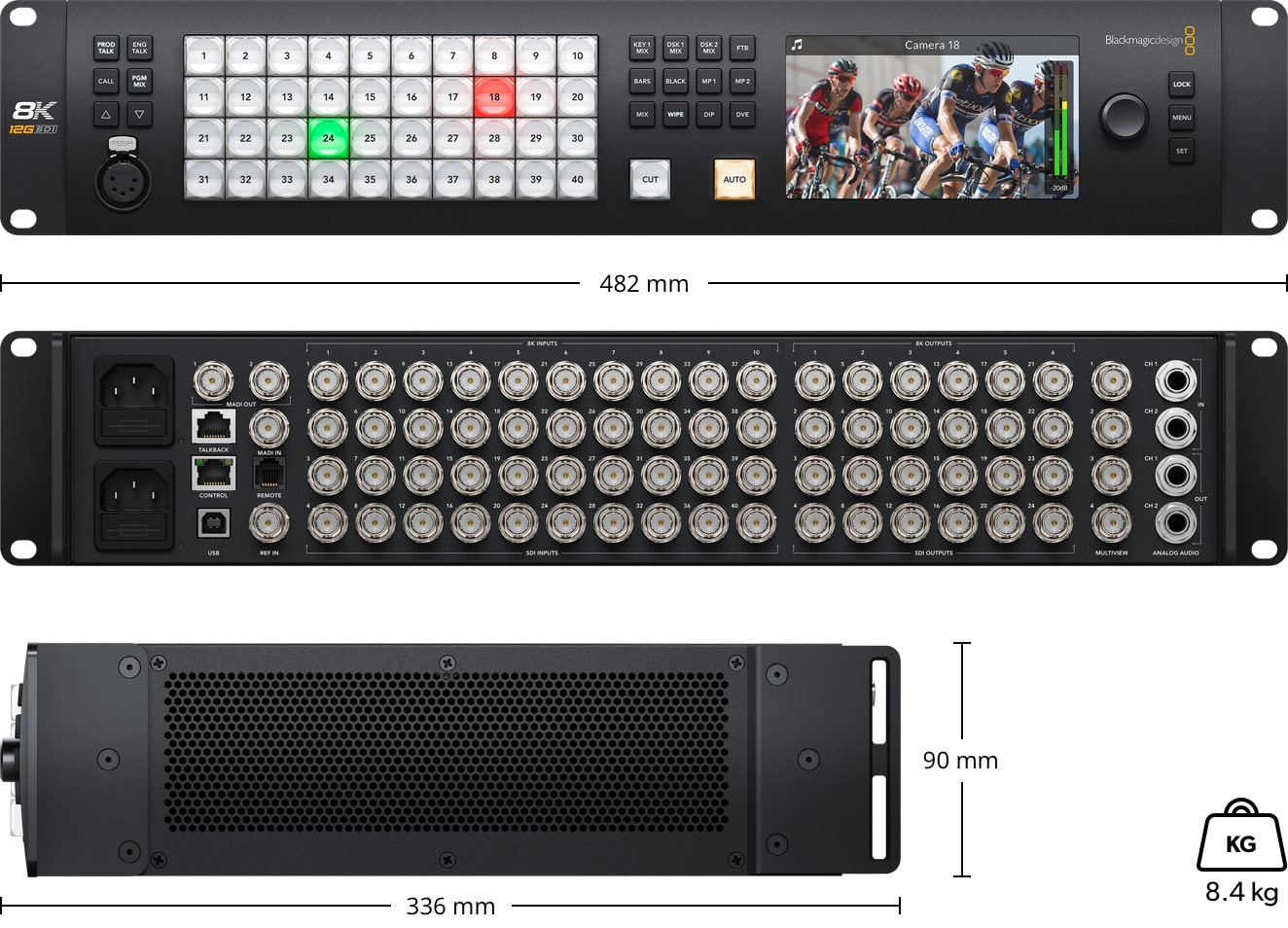 ATEM Constellation 8K – Dimenzije i težina
