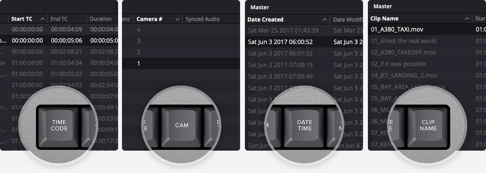 DaVinci Resolve Editor Keyboard – Razvrstavanje izvorne trake