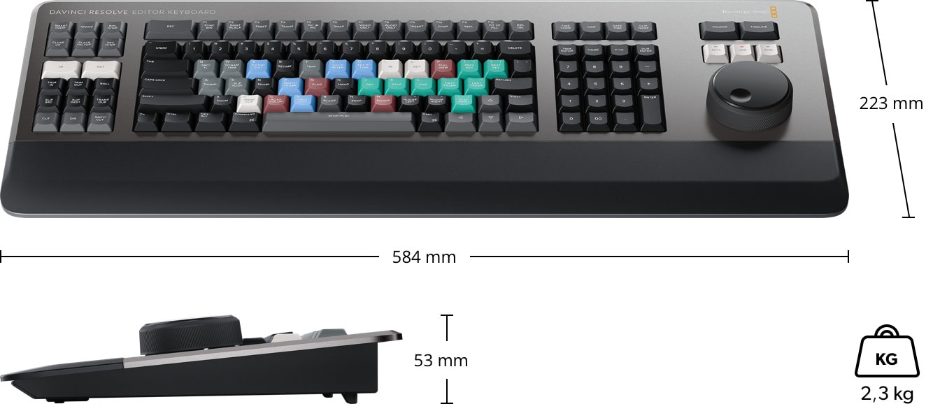 DaVinci Resolve Editor Keyboard – Dimenzije i težina