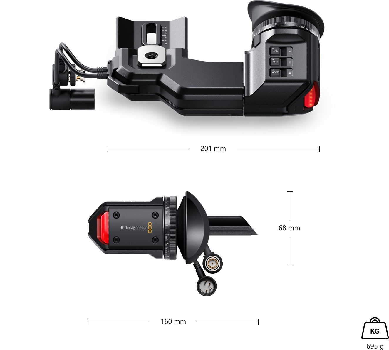 Blackmagic Design URSA Viewfinder – Dimenzije i težina