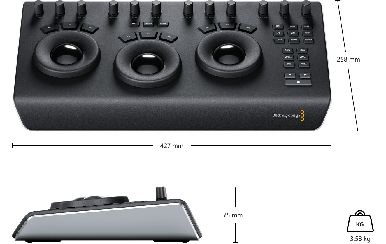 DaVinci Resolve Micro Panel – Dimenzije i masa