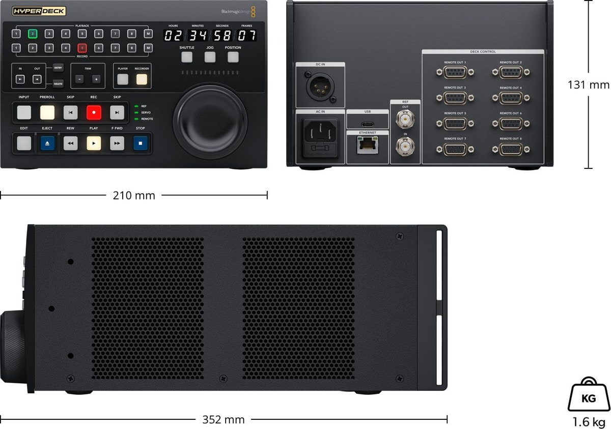 HyperDeck Extreme Control – Dimenzije i masa
