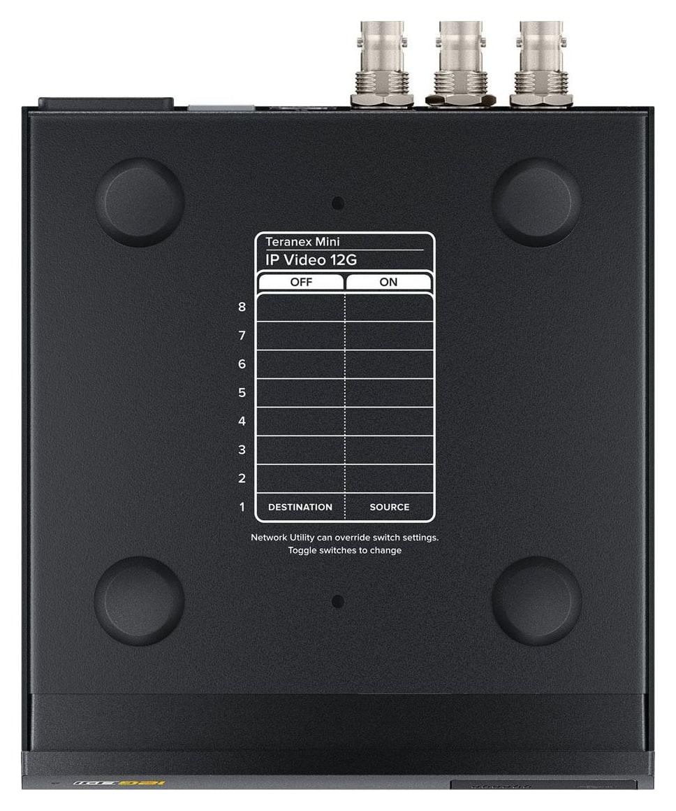 Teranex Mini IP Video 12G – Postavke mini prekidačima, softverom i panelom