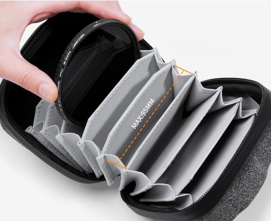 K&F Concept torbica Filter Bag 08 za 10 filtara do 95 mm, veličina L, crna