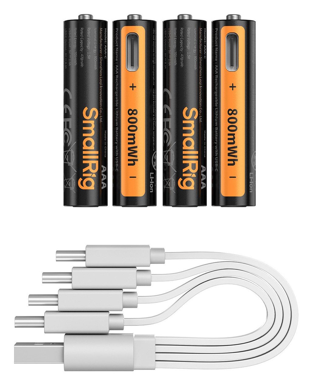 Punjive AAA baterije s USB-C, komplet od 4