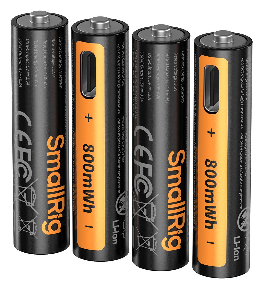 Punjive AAA baterije s USB-C, komplet od 4