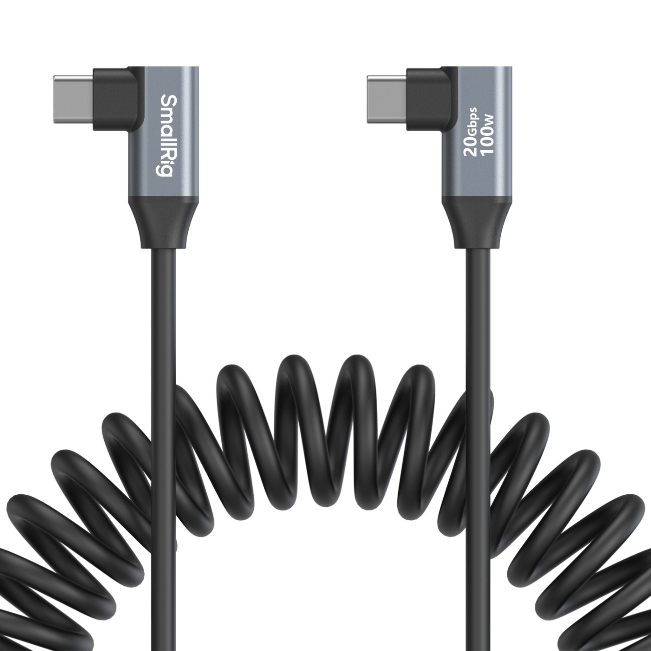 USB-C (Angled) to USB-C (Angled) Coiled Data Cable