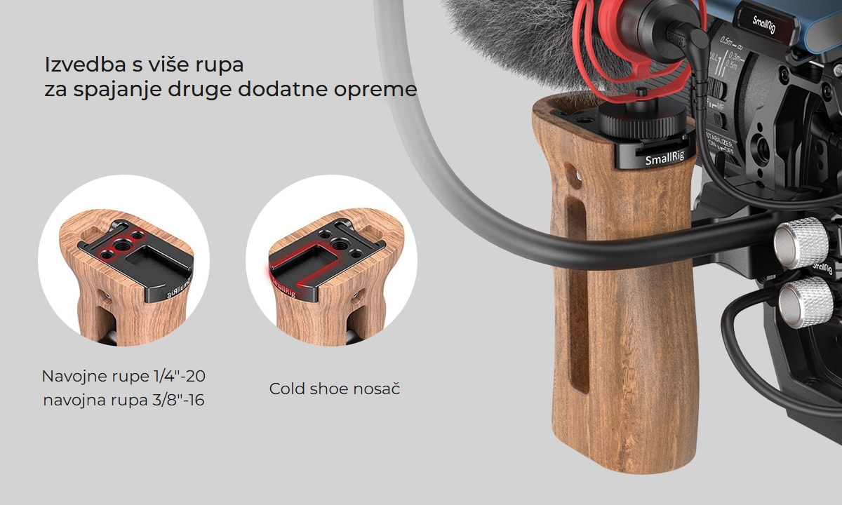SmallRig Wooden Side Handle with NATO Clamp 2187C
