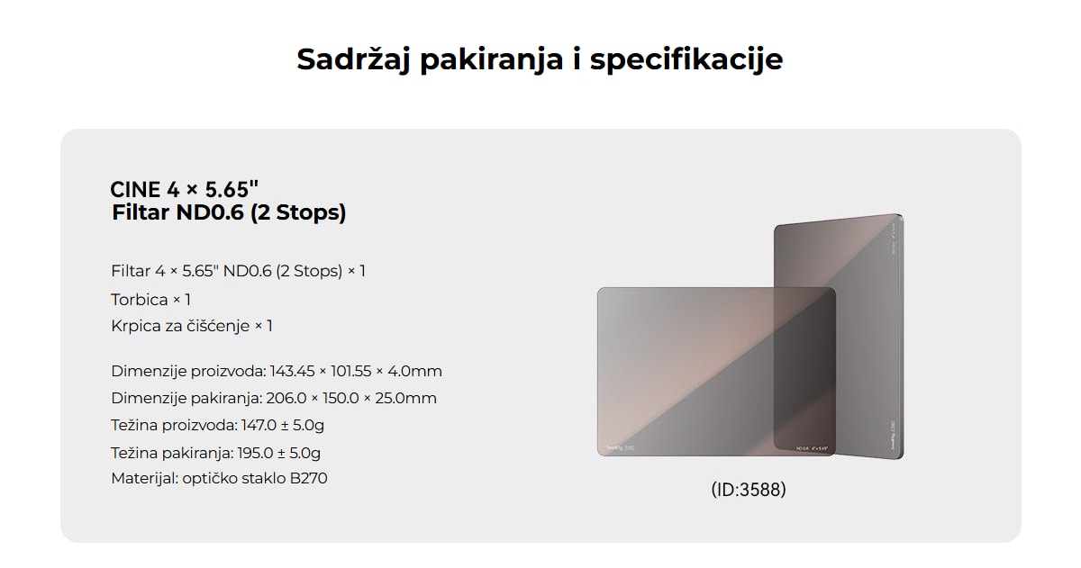 SmallRig 4x5.65 ND0.6 Filter 3588