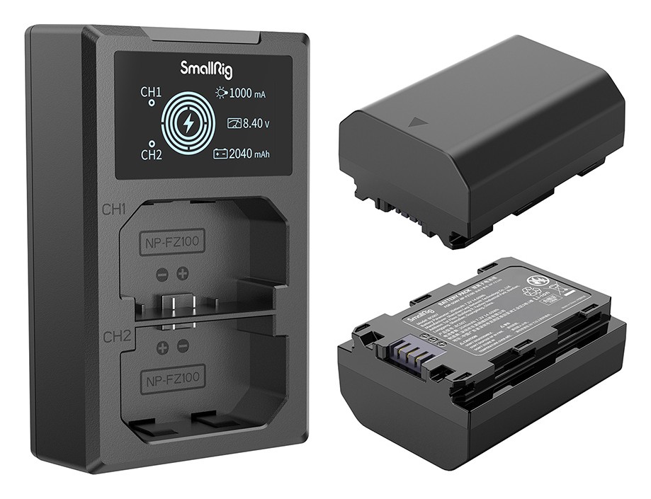 SmallRig NP-FZ100 Camera Battery and Charger Kit 3824B – Dvije baterije, jedan dvostruki punjač