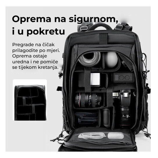 Ulanzi BC007 Tactical Camera Backpack 28L – Odnímatelná vložka s přepážkami