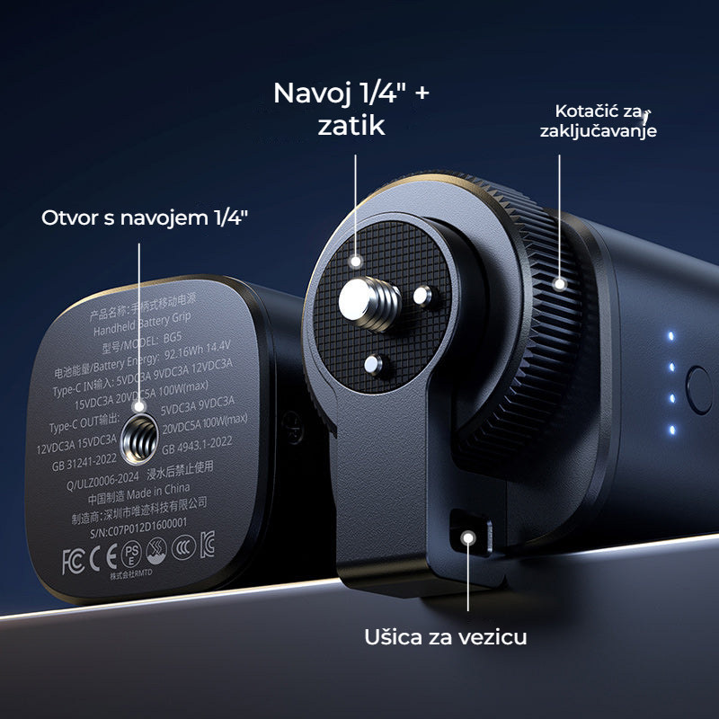 Ulanzi BG5 rukojeť s akumulátorem – Závit nahoře i dole