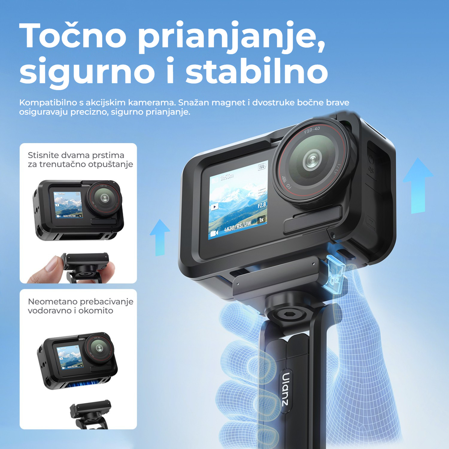 Ulanzi MA70 magnetický ministativ – Magnet a dvě boční pojistky