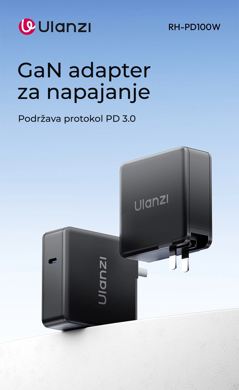 Ulanzi RH-PD100W 100W GaN USB-C napájecí adaptér – PD 3.0 a výkon až 100 W