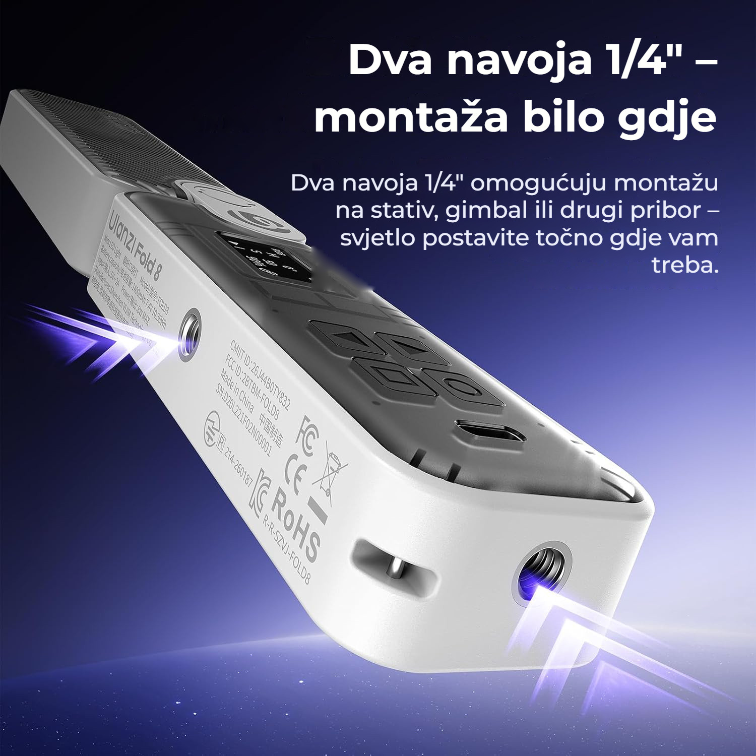 Ulanzi FOLD8 black – Dva závity 1/4″
