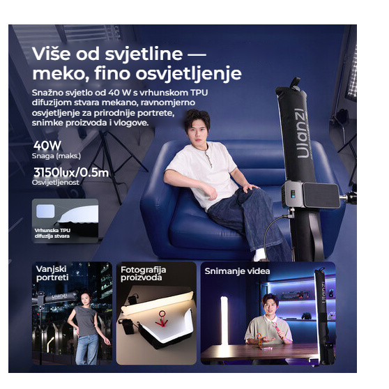 Ulanzi AL40 Inflatable RGB LED Tube Light – Měkké světlo s TPU difuzí