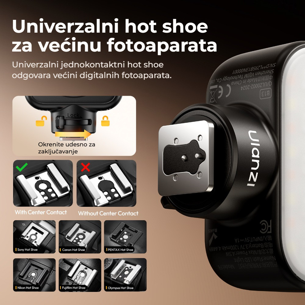 Ulanzi F8 – Univerzální sáňka hot shoe