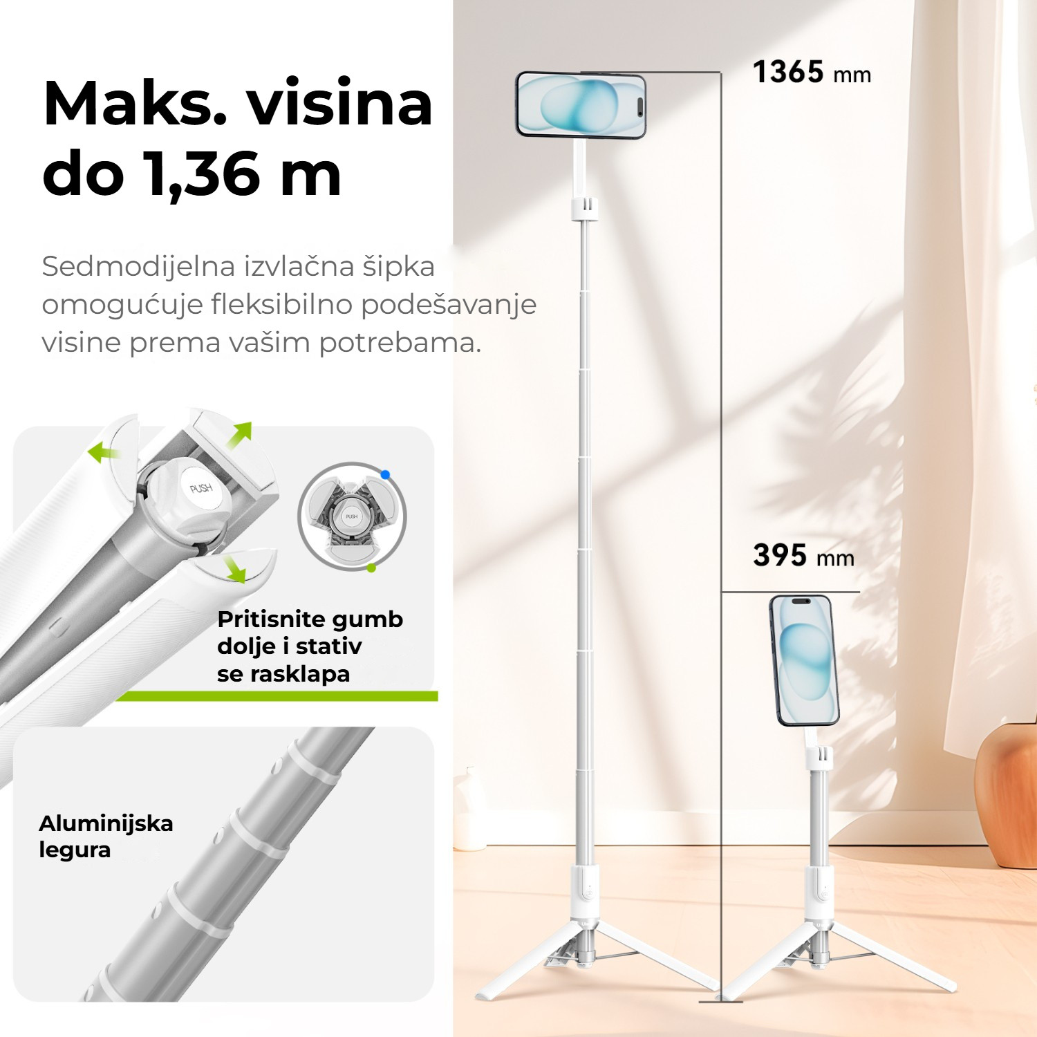 Ulanzi MG-003 Pro V3 bílý – Výsuv na výšku 136,5 cm