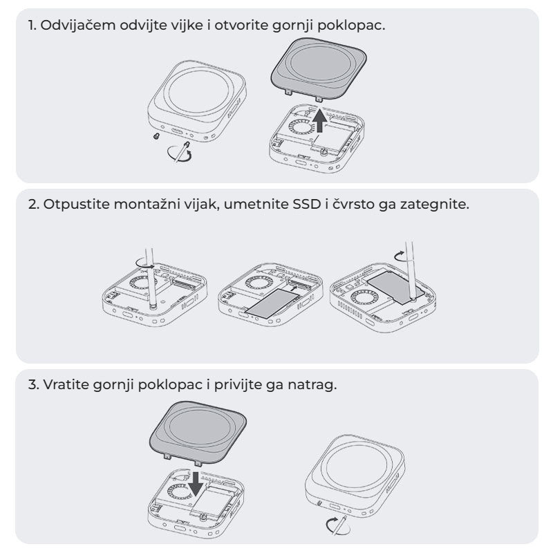 Ulanzi MA55 magnetický SSD box – Montáž disku ve třech krocích