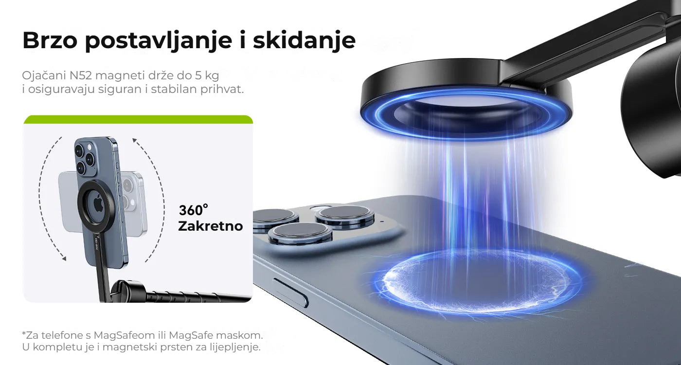 Ulanzi MG-002 Max V3 magnetická selfie tyč – Rychlé nasazení a sejmutí