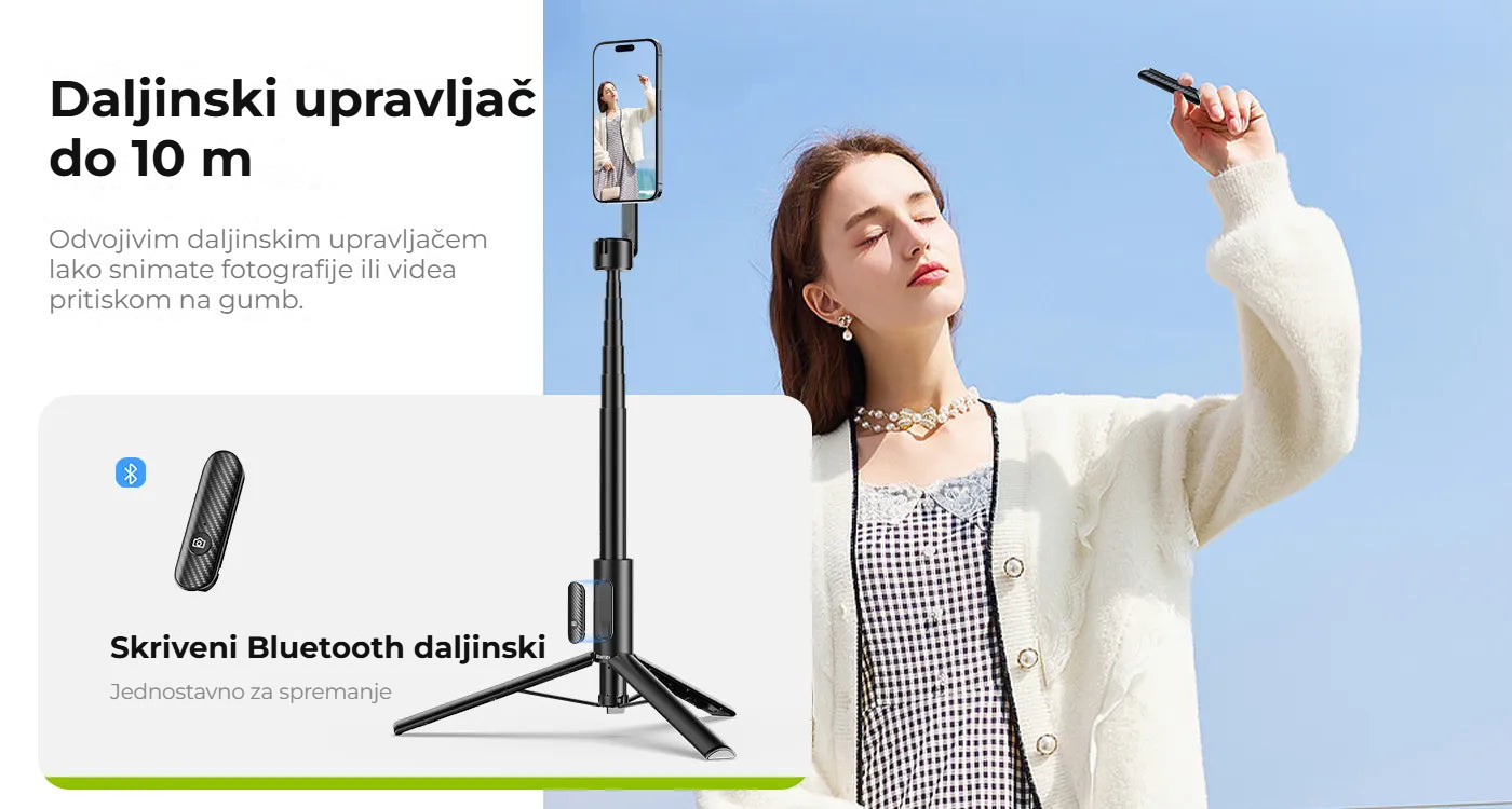Ulanzi MG-002 Max V3 magnetická selfie tyč – Dálkový ovladač do 10 m