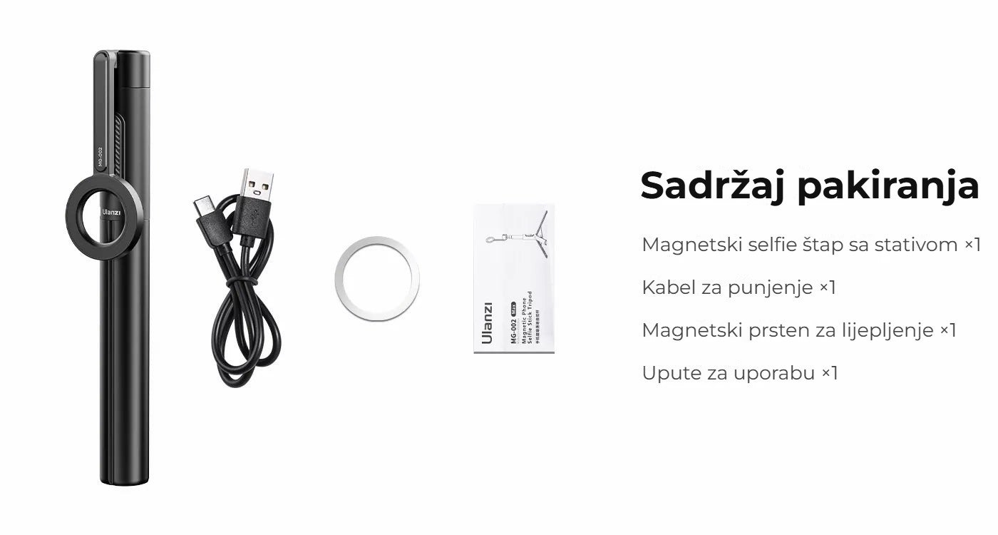 Ulanzi MG-002 Max V3 magnetická selfie tyč – Obsah balení