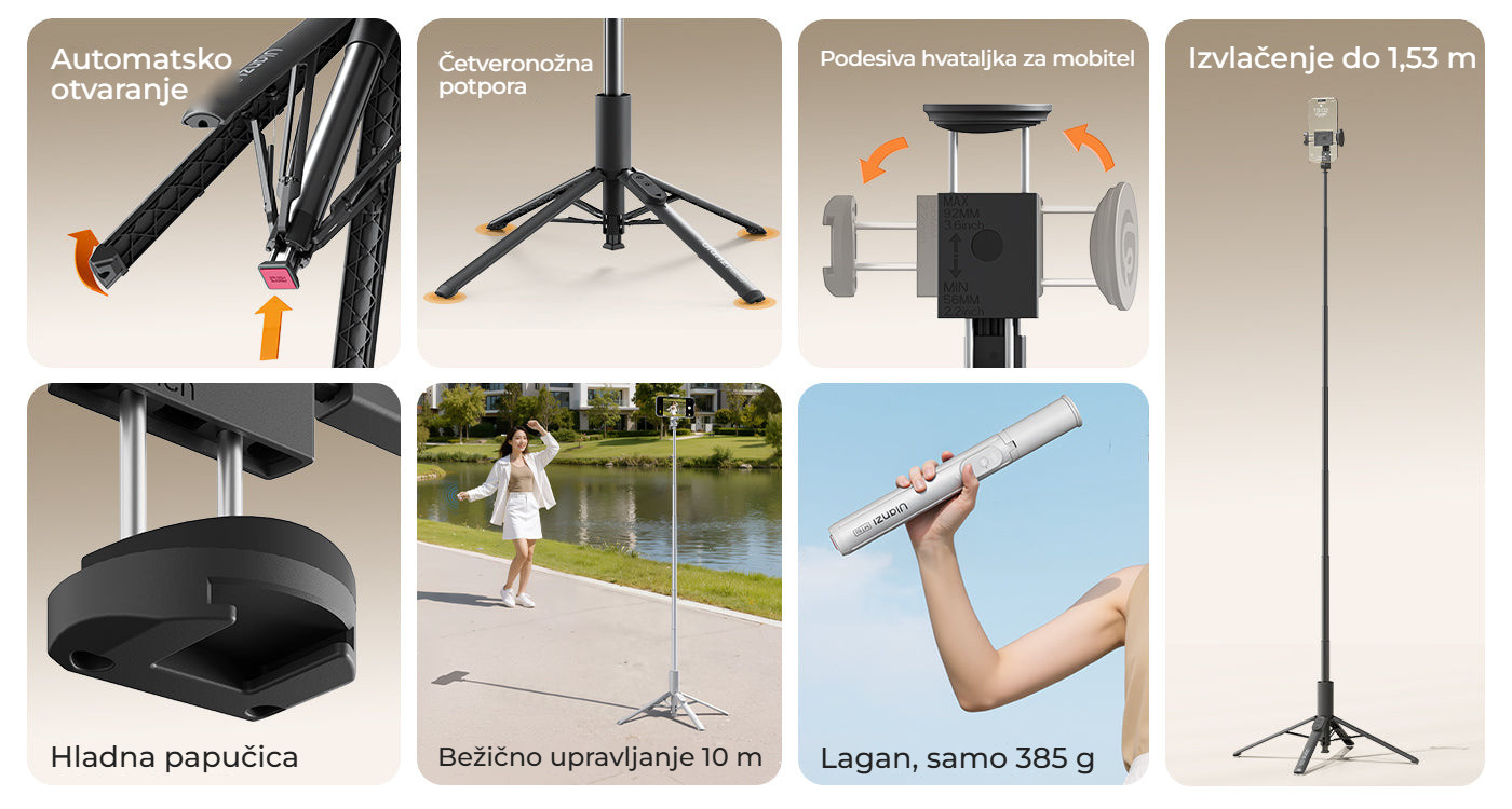 Ulanzi MT86 automatický stativ, bílý – Přehled hlavních vlastností