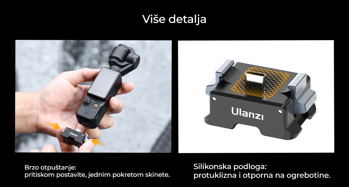 Ulanzi PK-10 pro DJI Osmo Pocket 3 – Rychlé uvolnění a silikonová ochrana