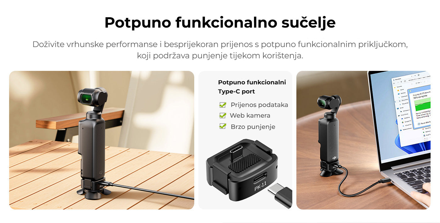 Ulanzi PK-11 základna pro DJI Osmo Pocket 3 – Rozhraní Type-C pro data i nabíjení