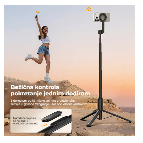 Ulanzi SK27 magnetická selfie tyč – Bluetooth ovladač v rukojeti