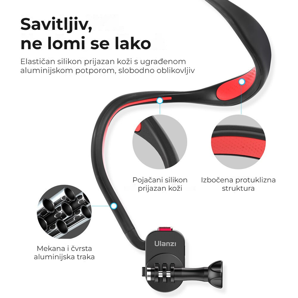 Ulanzi Go-Quick II krční držák pro akční kameru – Tvarovatelný silikon s vnitřní výztuhou