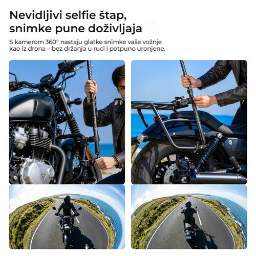 Ulanzi VL03 neviditelná selfie tyč na motorku – Tyč zmizí ze záběru